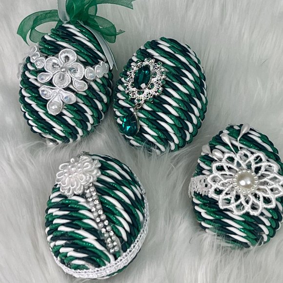 Emerald Green Easter Eggs, Custom Eggs, Farm Easter Décor, Set of 4, Religious - Picture 9 of 15